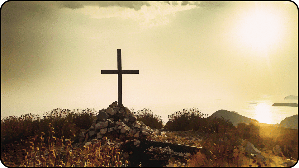 How deep to bury a dog An inspiring wallpaper showcasing the cross of Christ evoking feelings of faith and tranquility