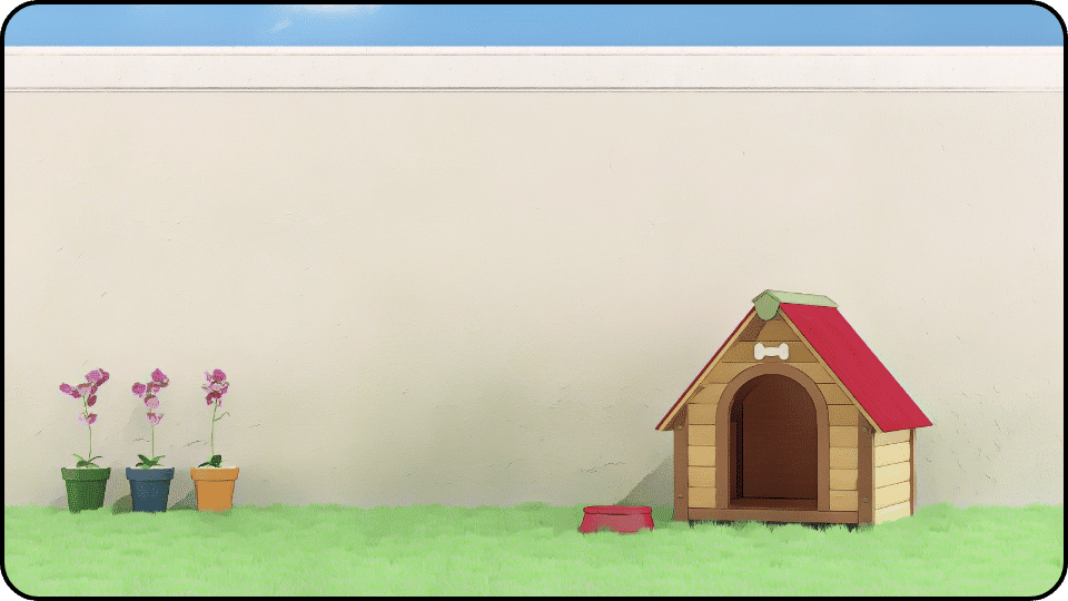 How to Insulate a Dog House A dog house and a bright flower pot resting on a grassy area creating a cheerful outdoor scene