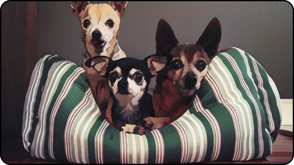 how to introduce a puppy to a dominant dog A trio of playful dogs lounging comfortably in a soft dog bed sharing warmth and friendship