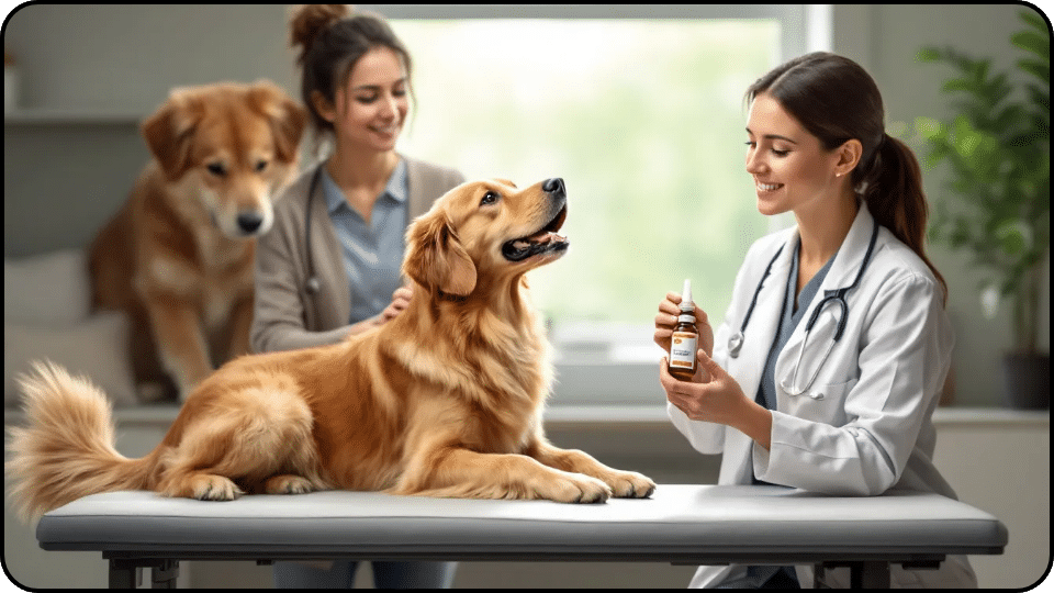 A dog being administered medication, highlighting the process of giving aspirin to dogs