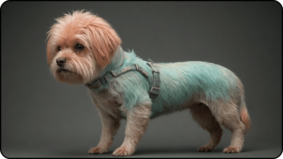 dog fur turning rust color treatment blue sky color and reddy